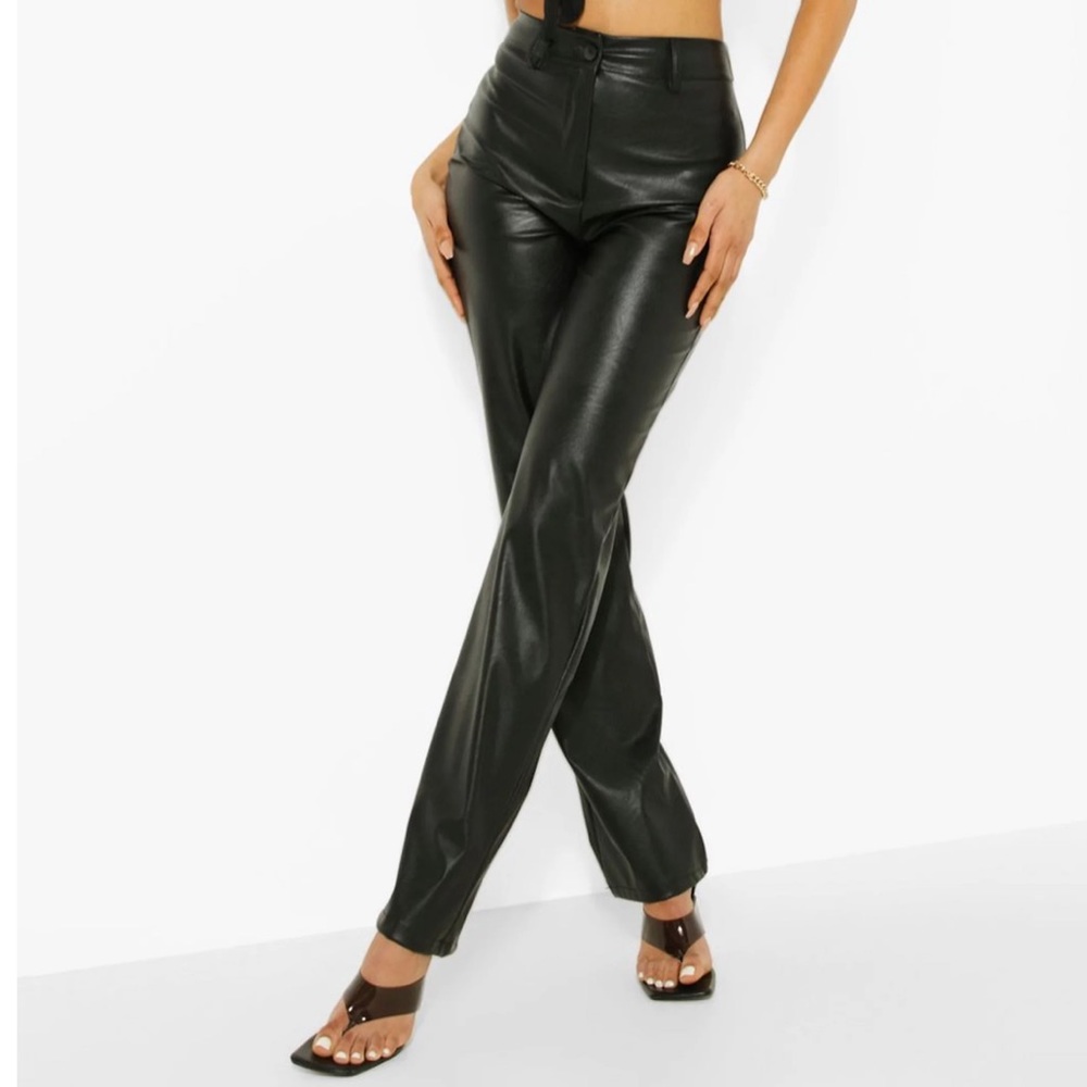 Wide Leg Faux Leather Pants